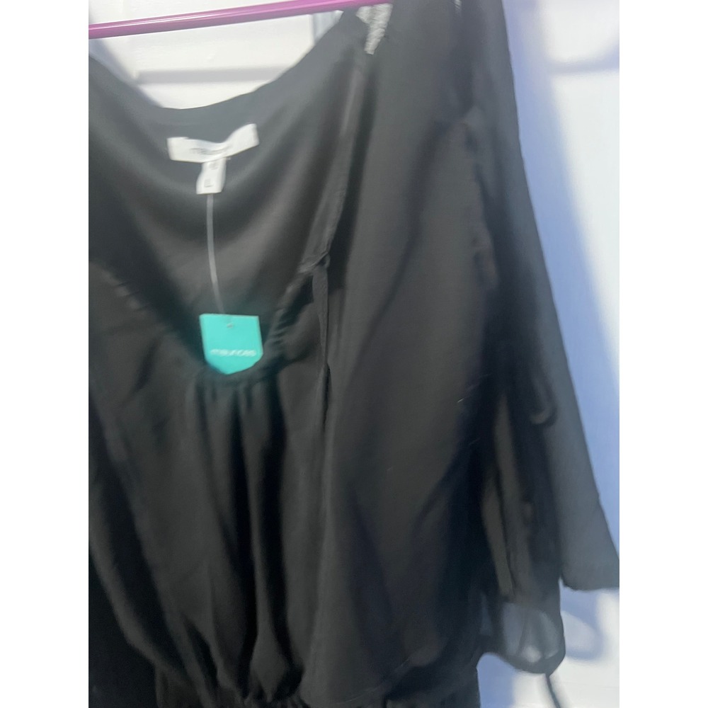 Maurices Cold Shoulder Dress Womens L Black NWT Chiffon - Picture 3 of 6